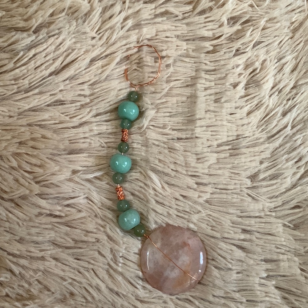Handmade Key Chain Rose Quartz Pendant